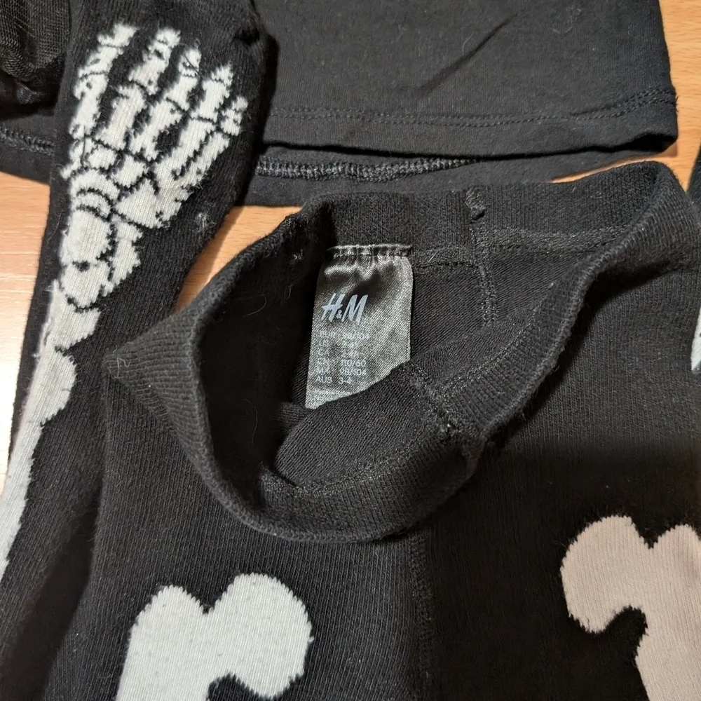 H&M Black Skeleton Kids Costume Size 4-6